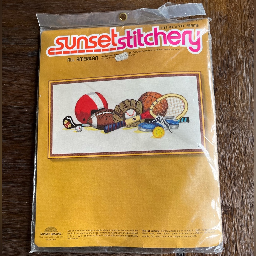 Sunset Stitchery "All American" Crewel Embroidery Kit - Vintage